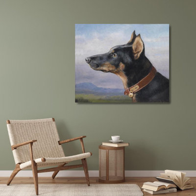 «Portrait of a Doberman» par Carl Reichert - Art mural sur toile tendue avec châssis