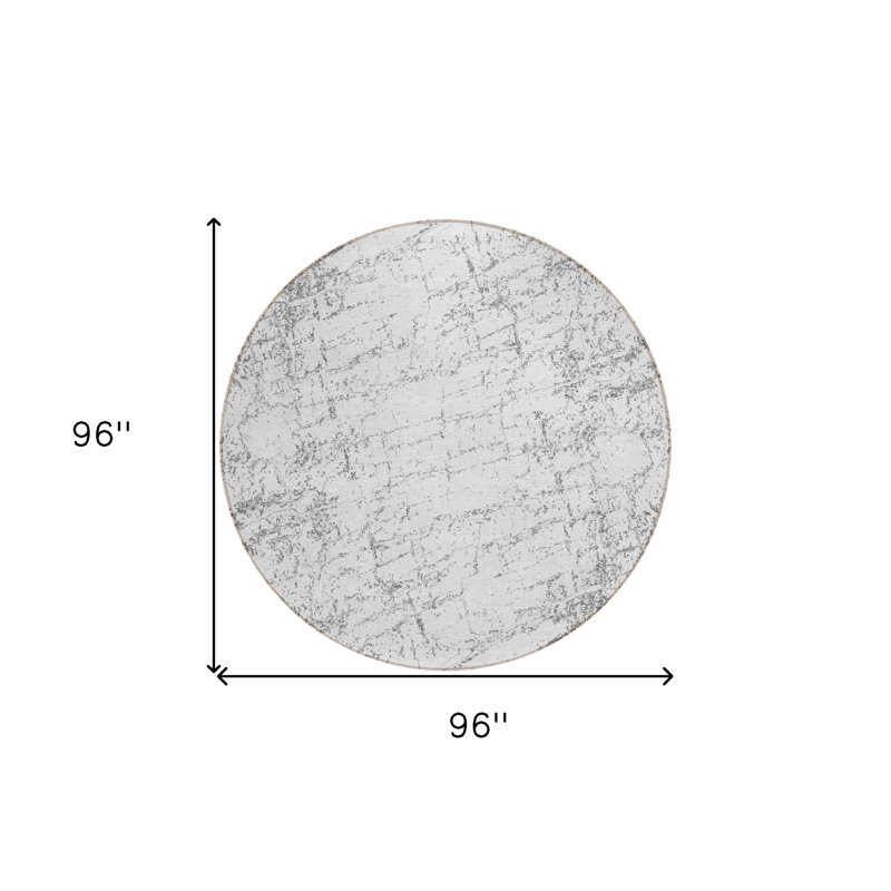 Tapis intérieur rond lavable abstrait ivoire 8 pi