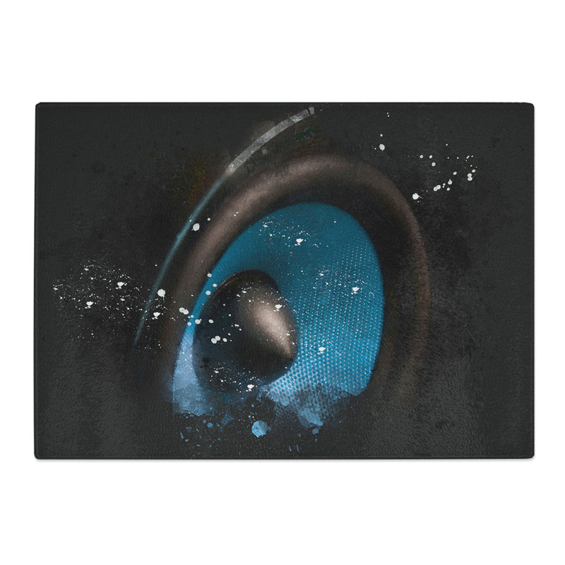 Hi Fi Speaker Paint Splash Chopping Board, 0.4cm H x 20cm W x 28.5cm L