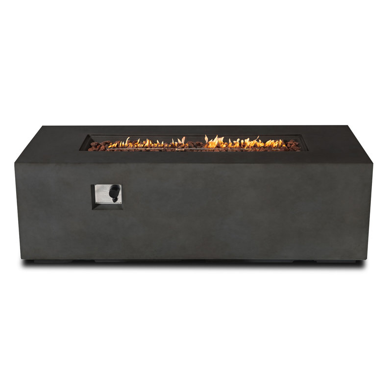 Rectangle Concrete Large Fire Pit Table, Black