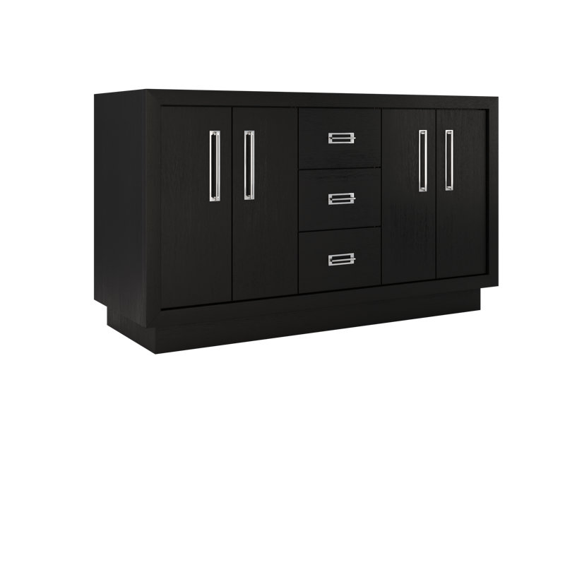 Avalon Double Bath Vanity, Classic Black, 60", Polished Chrome