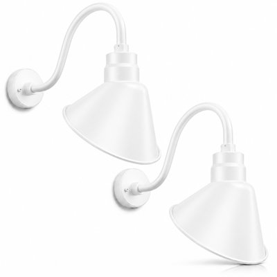 Luminaire à col de cygne avec abat-jour à angle allongé - Applique murale style campagnard, style antique - Homologué UL - Ampoule DEL A19 9 W 900lm (blanc froid 5000K) - paquet de 2