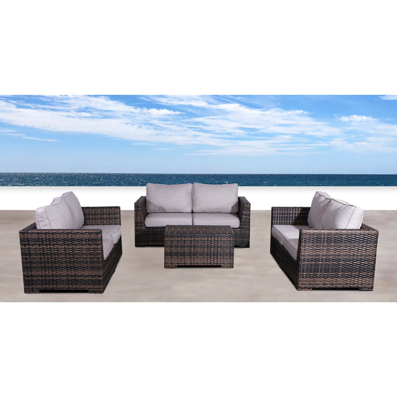 Carbary Wicker Fully Assembled 6 - Person Seating Group with Cushions, Espresso