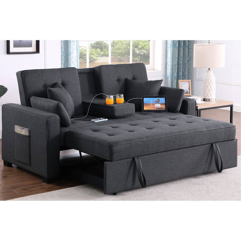 Upholstered " Sofa, 68.19" W, Dark Grey Linen