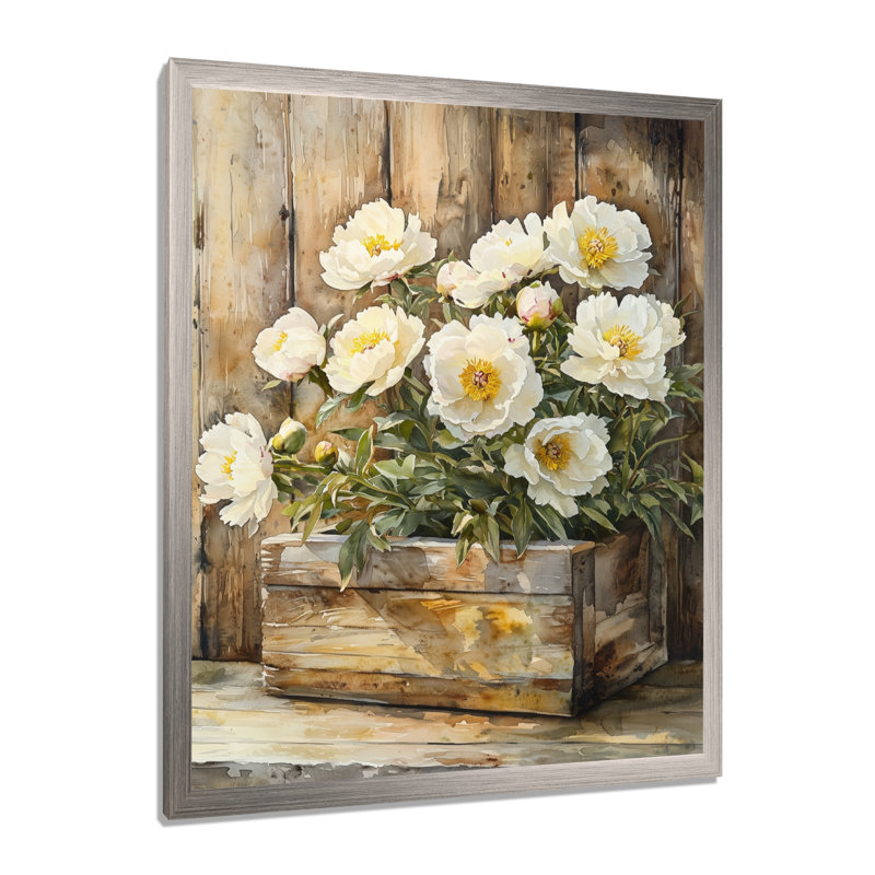 Barmore - Floral Canvas Prints, H 32 po x l 16 po, Argent argent, Reproduction encadrée d'une seule photo