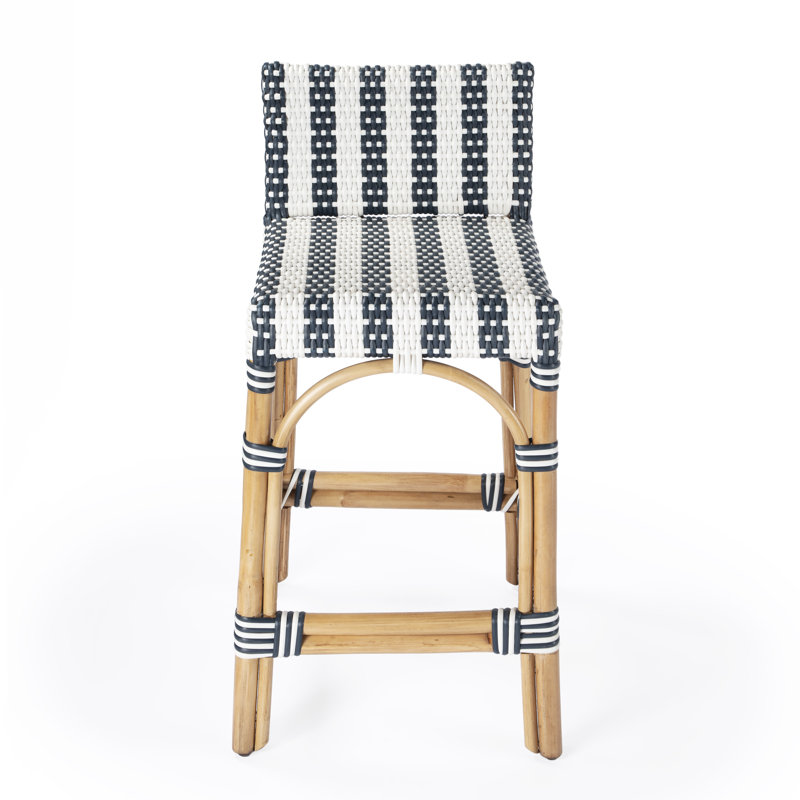 Tabouret de bar 24,5 po Estella, Rayures blanches/bleu marine, Tabouret de comptoir (siège d'une hauteur de 24 p