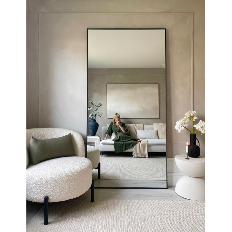 Extra Large Rectangular Metal Full Body Mirror for Bedroom/Gym/Hair Salon, 71" x 32", Black