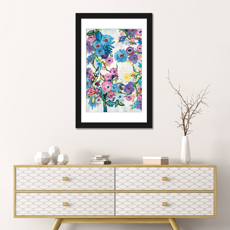 «Evontae Floral Recipe», art encadré, H 24 po x l 16 po x P 1 po, Papier d'art encadré noir