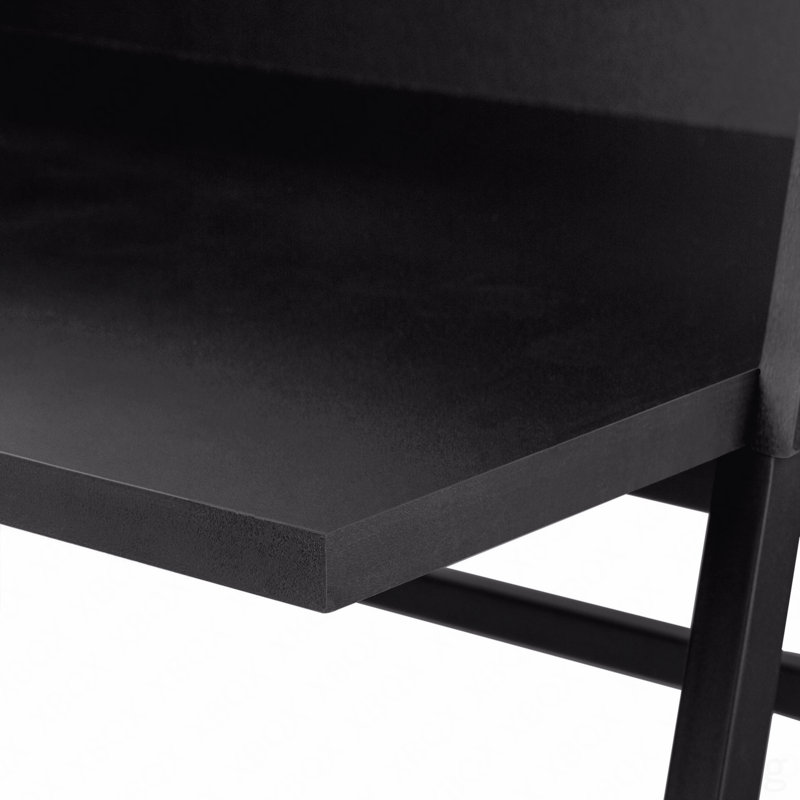 Bureau d'ordinateur, bureau personnel, ordinateur portable, tablettes de rangement, L 48 po, travail, stratifié noir, métal noir, contemporain, moderne