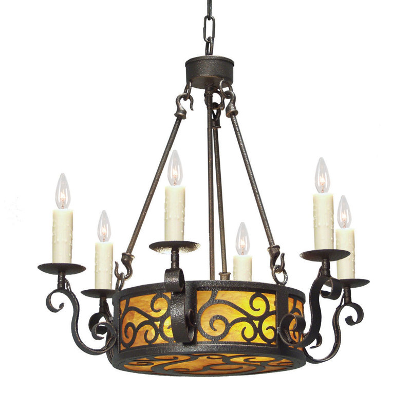 Delano 8 - Light Chandelier, Antique Iron Gate, Clear Acrylic