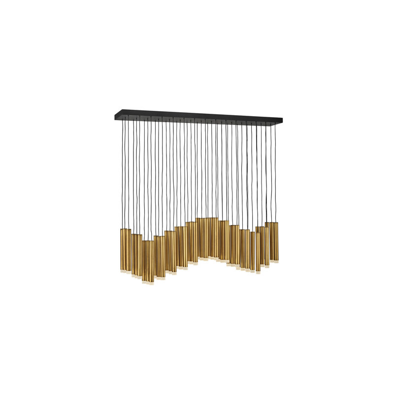 Harmony 45-Light Adjustable Modern Linear Chandelier w/ Integrated LED, Heritage Brass