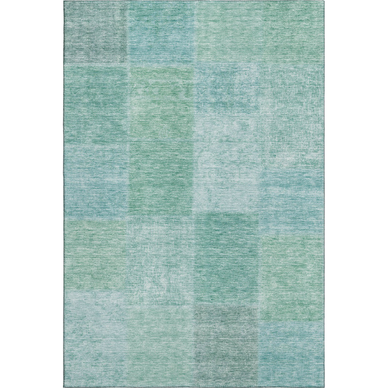Premium Machine Washable Prisco Teal Rug, Rectangle 2'6" x 3'10"