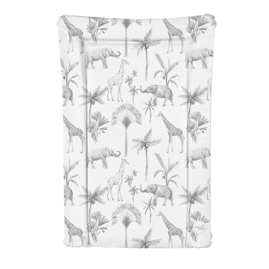 Deluxe Unisex Baby Waterproof Changing Mat with Raised Edges – Monochrome Safari 46x73cm