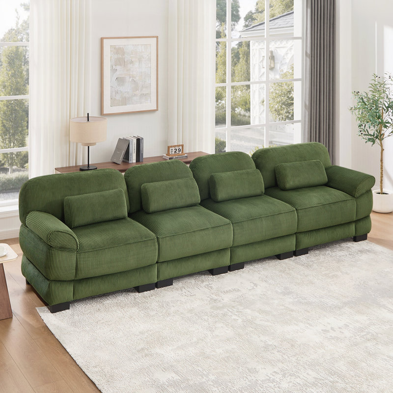 Canapé Cloud Couch surdimensionné 4 places, canapé d'angle modulaire moderne et minimaliste, coussins d'assise épais et confortables, tissu en velours côtelé respirant, idéal pour une chambre ou un appartement.