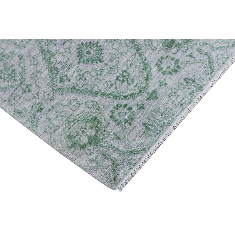 Geometric Area Rug in Silver/Light Green, Rectangle 9' x 12'