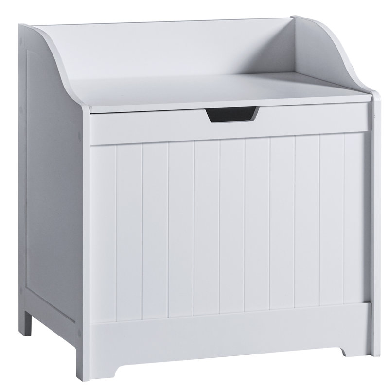 Milano Wood Cabinet Laundry Hamper, White