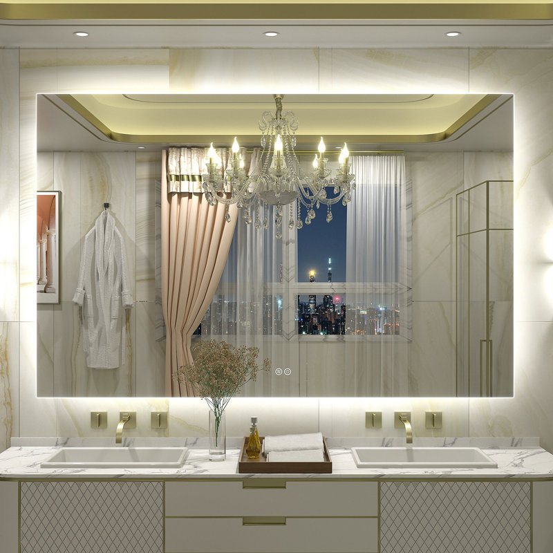 Wayfair Basics® UL Certified LED Anti-Fog Tempered Glass Bathroom/Vanity Mirror, 60" x 38"