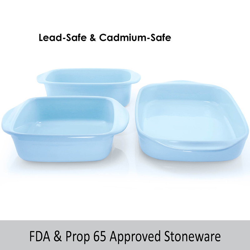Chantal Stoneware 3 Piece Baker Bakeware Set, Glacier Blue