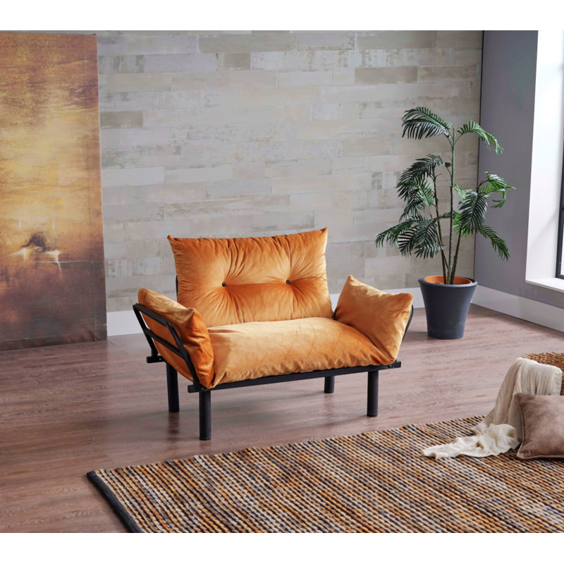 Mykaela Fabric 49'' Reception Chair,Metal Frame and Cushion, Mustard Fabric