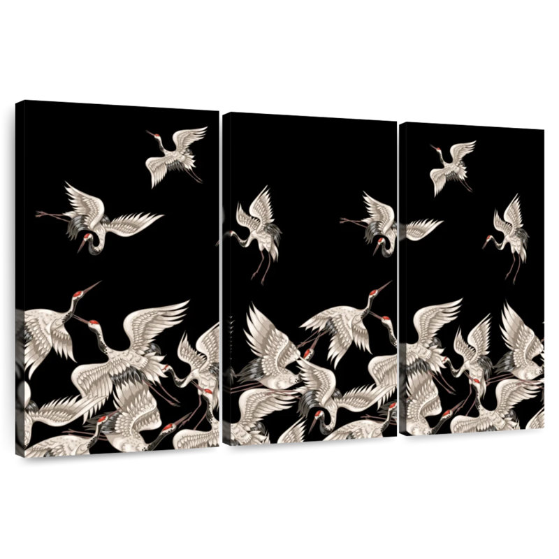 Japanese White Cranes, 28" H x 45" W