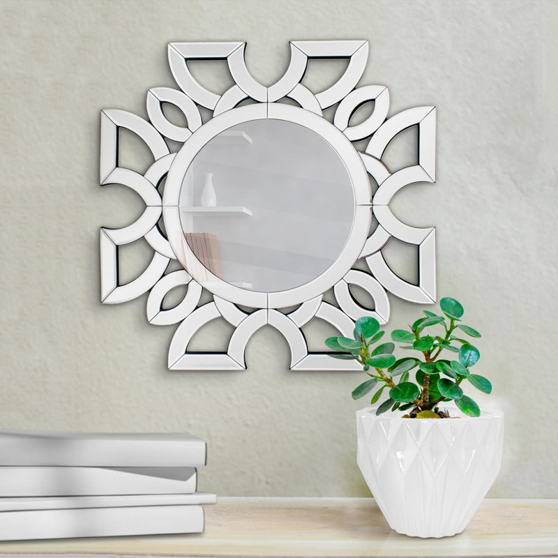 Gennine Modern Symmetrical Cut Pattern Wall Mirror