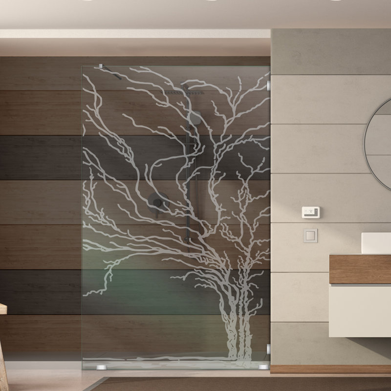 Panneau de douche en verre trempé de 29 1/2 po x H 75 po avec surface d'intimité givrée durable