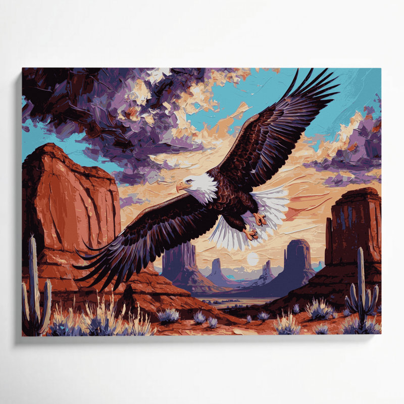 «Southwestern Animals Birds of Prey», art mural sur toile brune, H 12 po x l 18 po