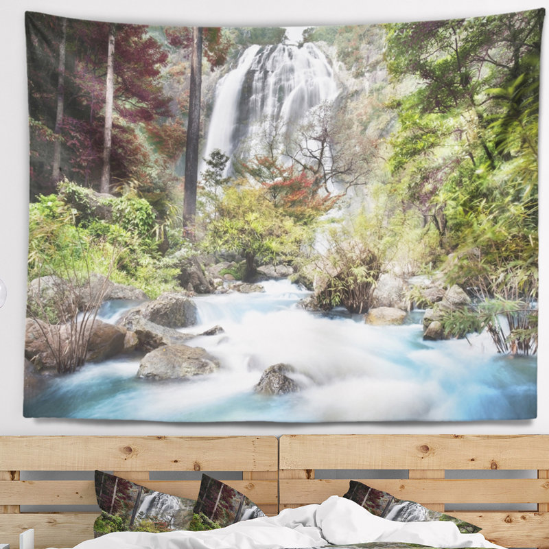 Photographie blue klonglan waterfall tapisserie, H 50 po x l 60 po