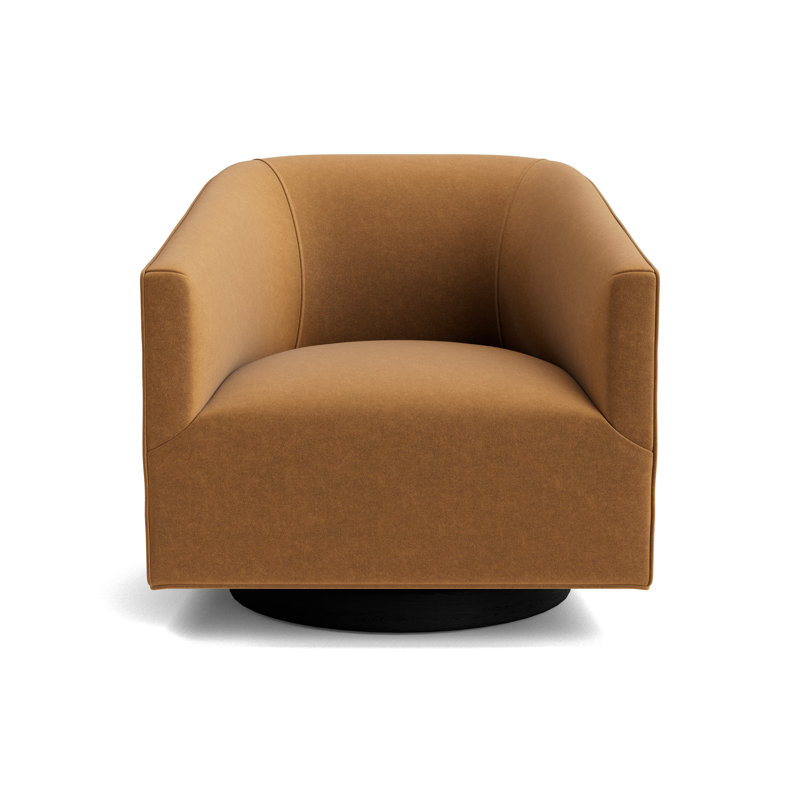 Cooper Full Swivel Chair, Performance Velvet - Hazelnut, Black
