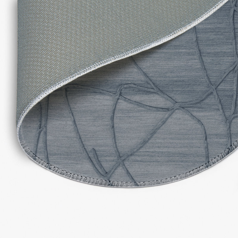 Tapis gris abstrait intérieur et extérieur, Rond 5 pi