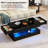 Modern High Gloss Black LED Coffee Table with 2 Storage Drawers, 20 Colors LED Lights (APP/Remote Control), 2-Tier Marbling Print Center Table for Living Room-1412136011-1444576026-1444577213