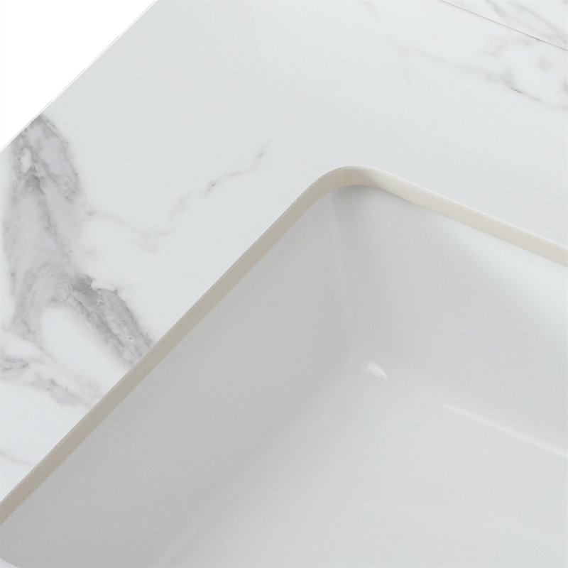Lavabo encastré rectangulaire en céramique, Centres de 8 po