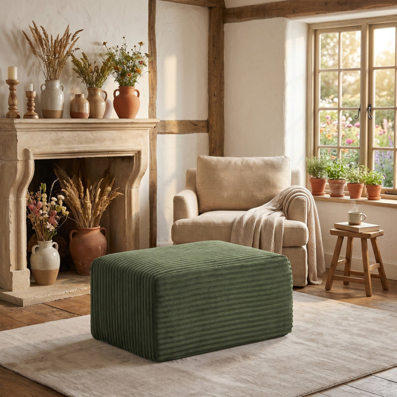 Canapé modulaire en L avec repose-pieds, Vert