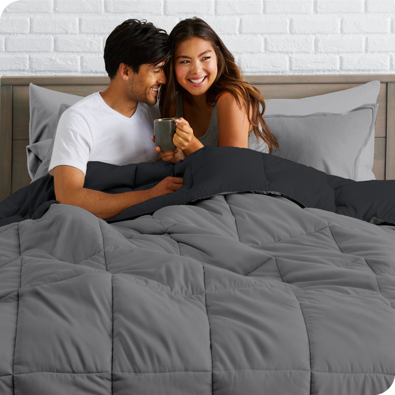 King Size Reversible Taupe and Black Microfiber Bed-in-a-Bag Set