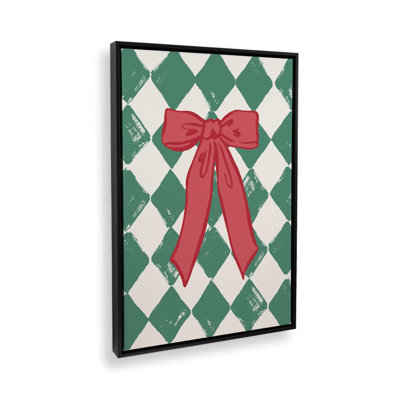 «Checkered Christmas Bow» par April Lane, reproduction d'art