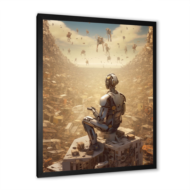A.I. «Robot Vision» sur toile, H 32 po x l 16 po x P 1 po, Cadre simple noir