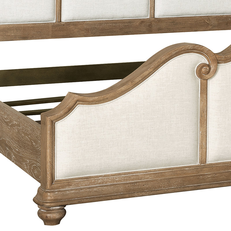 California King Linen Upholstered Wood Frame Bed