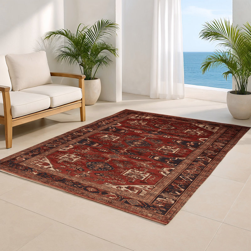 Persian Brown Indoor and Outdoor Area Rug, Rectangle 2' x 3'