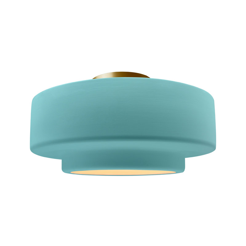 Plafonnier semi-encastré Radiance, H 8 po x l 16,5 po x P 16,5 po, Reflet de piscine, Laiton brossé