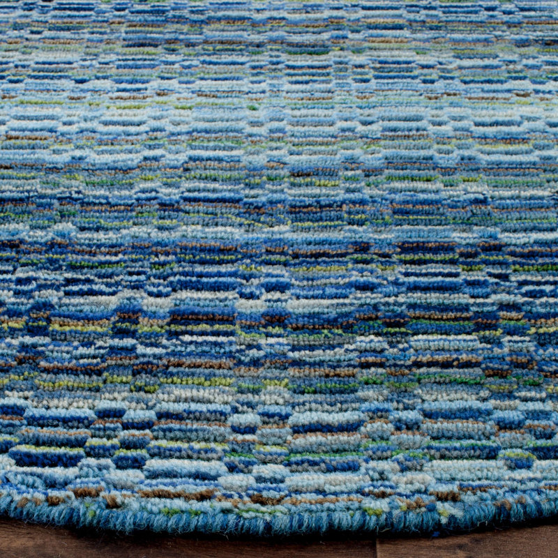 Hossain Hand Loomed Wool Abstract Rug, Round 6'