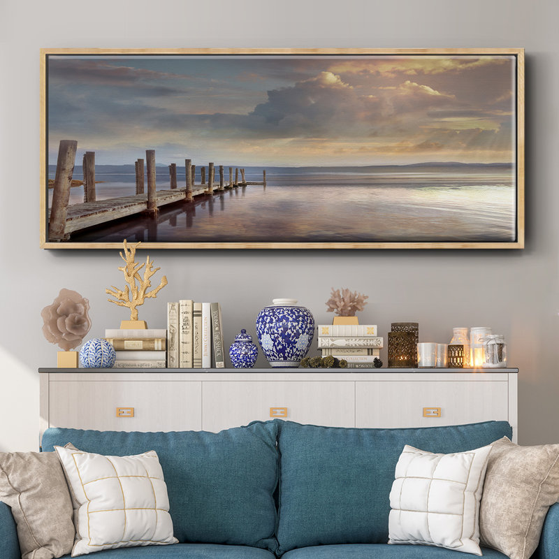 «Evening Reflection», peinture sur toile encadrée, Naturel, H 24 po x l 60 po