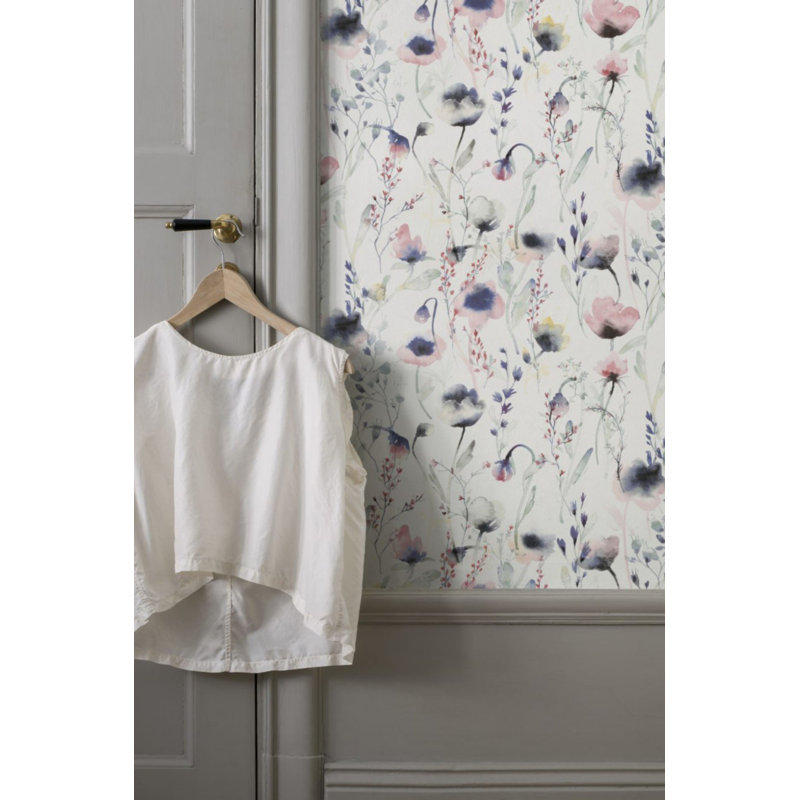 Jordnara Floral Wallpaper Roll, Pink/Purple/Gray