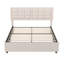 Base de lit tapissier pleine grandeur avec tête de lit ajustable Kempst, base de lit plateforme complète avec station de charge, sommier à lattes en bois, aucun sommier nécessaire-483643434-483643435