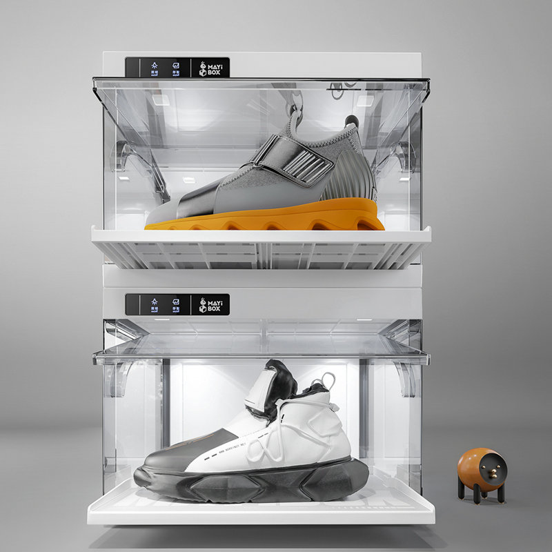 Smart LED Shoe Boxes Sneaker Display Case, Auto Clear Shoe Storage Boxes With LED Lights, Clear Plastic Stackable Shoe Storage Organizer For Sneaker, Figures (2 Pack)