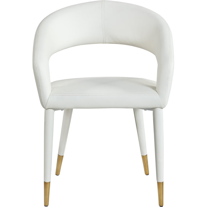 Yonkers 19.29'' H Vegan Leather Upholstered Armchair, White Vegan Leather