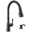 Robinet de cuisine noir Capertee avec douchette extractible et distributeur de savon, robinet d'évier de cuisine moderne monotrou, poignée simple, noir mat-86678070