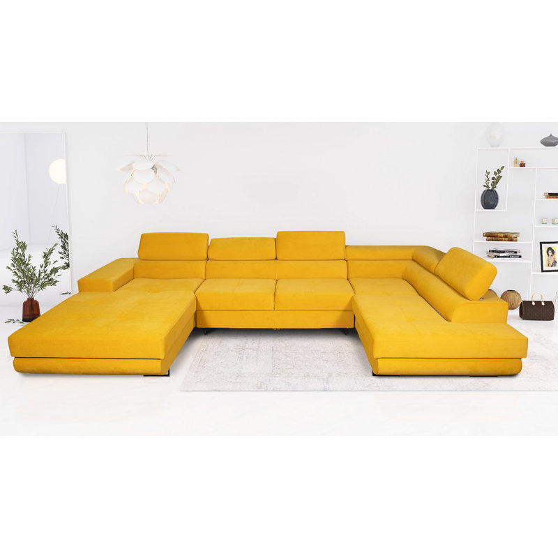 Anoceto 6 Seater Sofa Bed, Left Hand Facing, Yellow