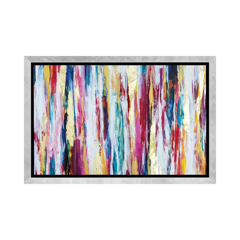 Pensées pleines de couleurs par Nikki Chauhan, H 40 po x l 60 po x P 1,5 po, Toile avec cadre argenté