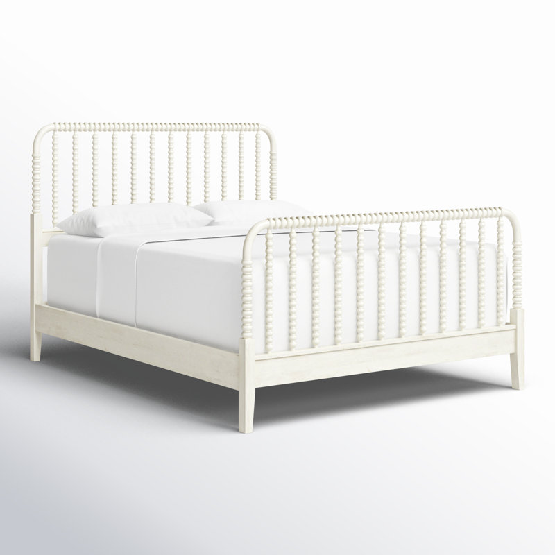 Lind Island Solid Wood Spindle Bed, Queen, Antique Frost White