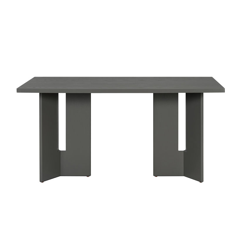 TREXM Farmhouse Wood Dining Table, 60" Rectangular Dining Table with Cutout Table Legs for Dining Room, Kitchen and Living Room (Gray)